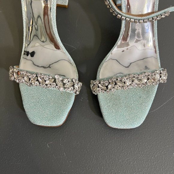 NWOT BADGLEY MISCHKA COLLECTION Tasmine Ankle Strap Sandal in Soft Blue (8) - Picture 7 of 13